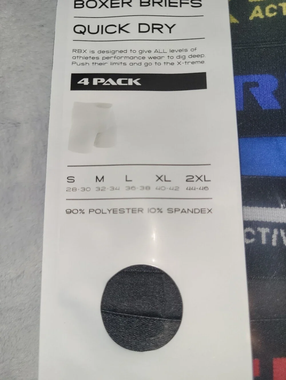 4-Pack RBX Mens Medium 32-34 Performance Boxer Briefs Black Microfiber Quick Dry